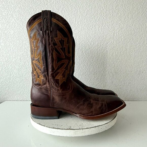 Rod Patrick Mens Cowboy Boots 12.5EE Perro Loco Brown Leather Western Square Toe - Picture 2 of 12
